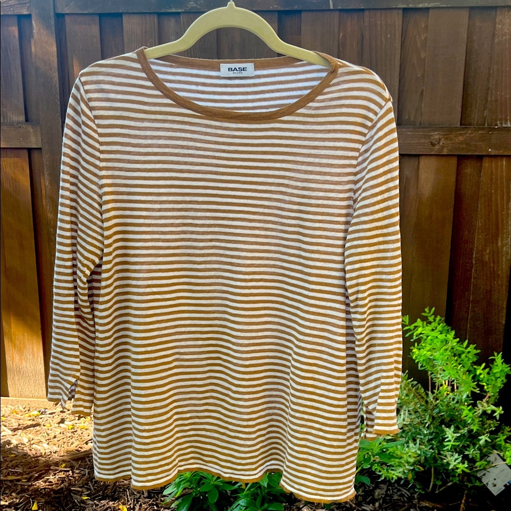 Base Milano Linen Cotton Striped Sweater Top 44